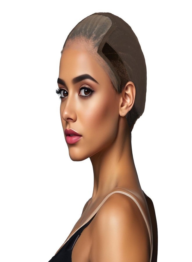 STUDIO LIMITED Non-Slip Wig Cap with Grip Band for Secure Placement, Transparent Lace for Lace Front Wigs, Available in Brown/Dark Brown/Light Beige Tones (Brown) - Image 2